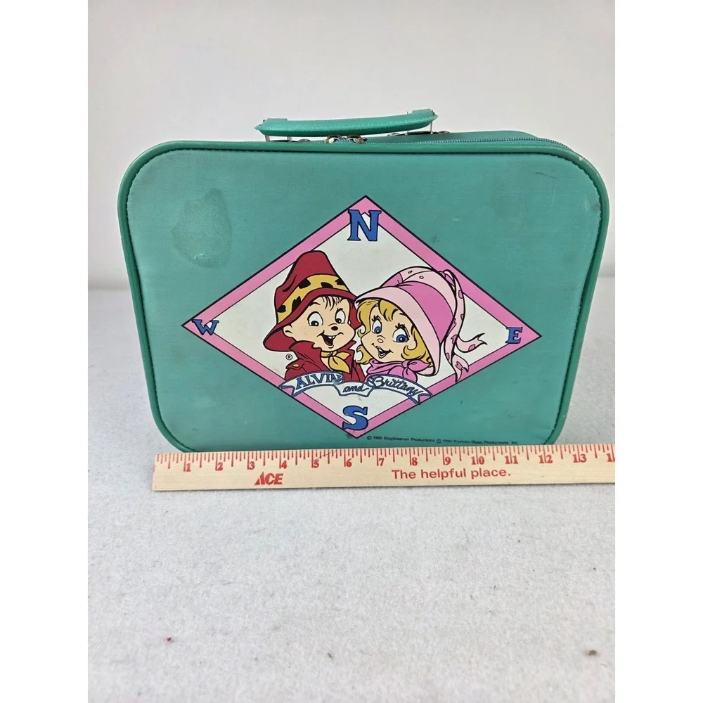 Vintage 1990 Alvin And‎ The Chipmunks Britney Teal Green Mini Suitcase *READ*